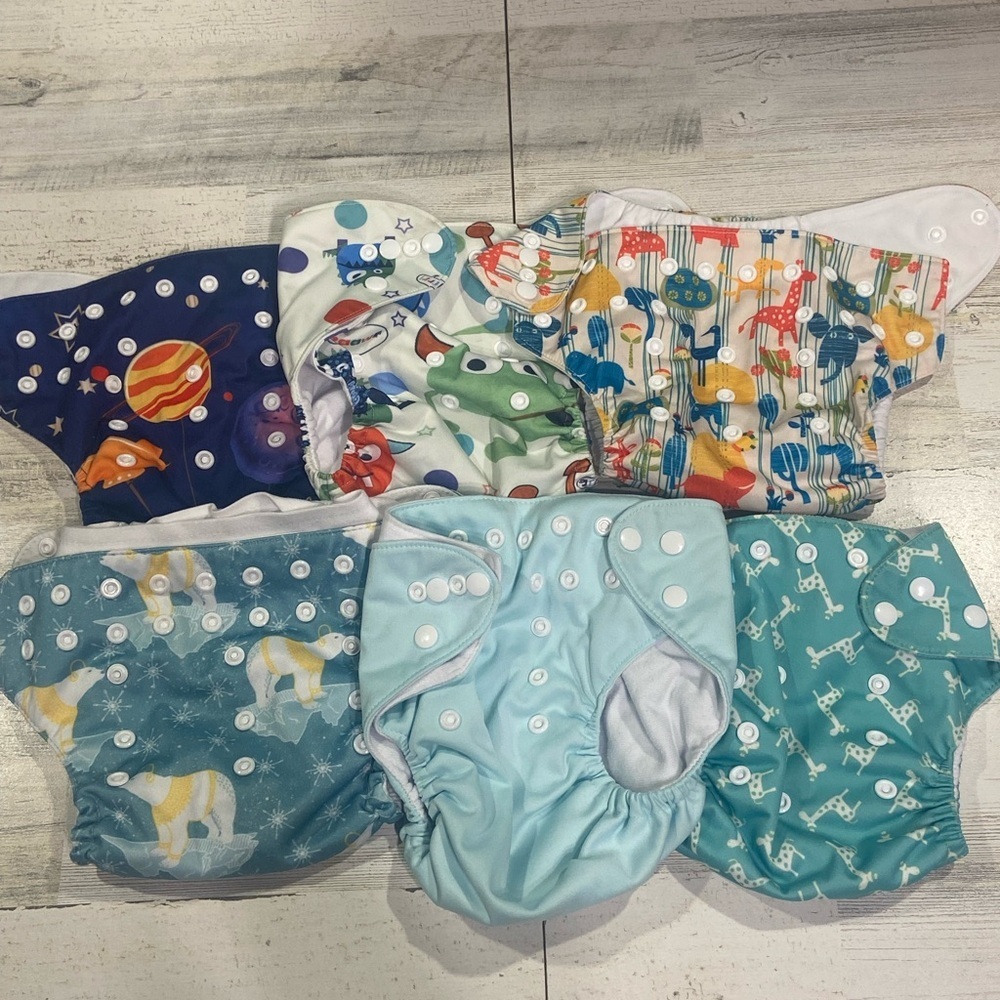 Lot Of Boys Blue Green Pocket Cover Reusable Washable Diapers